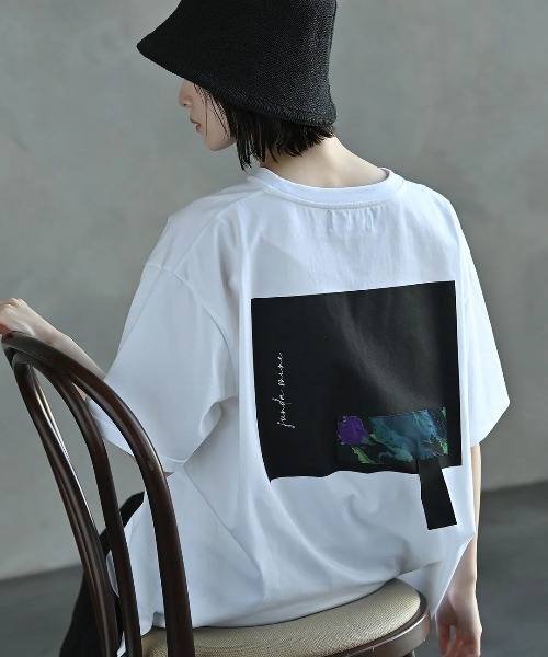 funda mine（ファンダマイン）の「[日本製]【接触冷感・速乾・蒸れ防止】ARTボックスTシャツ（Tシャツ/カットソー・レディース・ブラック/ホワイト・02/01）」の2枚目の写真