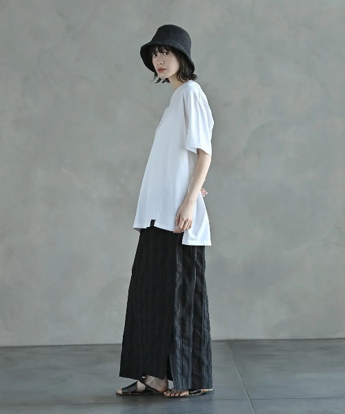 funda mine（ファンダマイン）の「[日本製]【接触冷感・速乾・蒸れ防止】ARTボックスTシャツ（Tシャツ/カットソー・レディース・ブラック/ホワイト・02/01）」の4枚目の写真