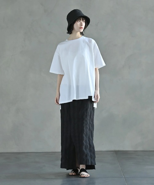 funda mine（ファンダマイン）の「[日本製]【接触冷感・速乾・蒸れ防止】ARTボックスTシャツ（Tシャツ/カットソー・レディース・ブラック/ホワイト・02/01）」の5枚目の写真