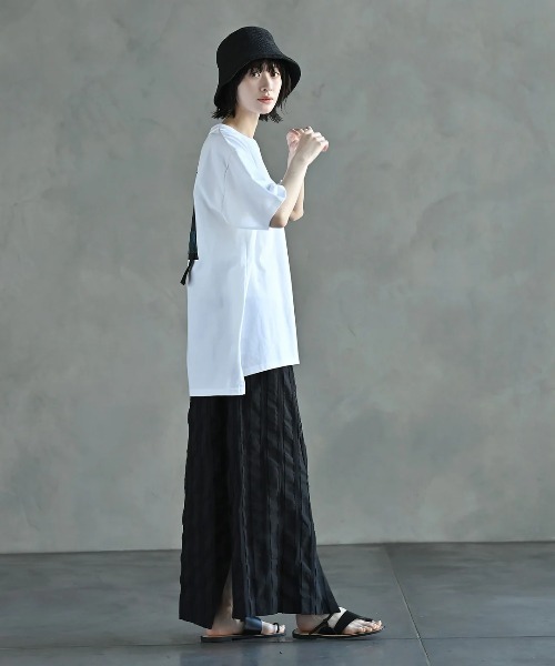 funda mine（ファンダマイン）の「[日本製]【接触冷感・速乾・蒸れ防止】ARTボックスTシャツ（Tシャツ/カットソー・レディース・ブラック/ホワイト・02/01）」の7枚目の写真