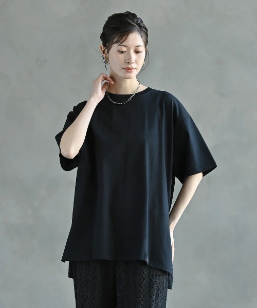 funda mine（ファンダマイン）の「[日本製]【接触冷感・速乾・蒸れ防止】ARTボックスTシャツ（Tシャツ/カットソー・レディース・ブラック/ホワイト・02/01）」の20枚目の写真