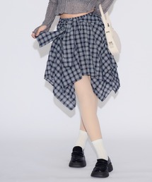 Check Wrap Mini Skirt / チェックラップミニスカート シャツレイヤード