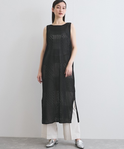 ketty（ケティ）の「ブロック透かしニットワンピース≪手洗い可能≫（ワンピース・レディース・オフホワイト/ブラック・M）」の6枚目の写真