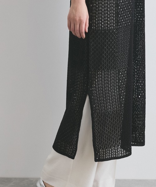 ketty（ケティ）の「ブロック透かしニットワンピース≪手洗い可能≫（ワンピース・レディース・オフホワイト/ブラック・M）」の5枚目の写真