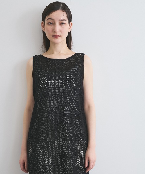 ketty（ケティ）の「ブロック透かしニットワンピース≪手洗い可能≫（ワンピース・レディース・オフホワイト/ブラック・M）」の3枚目の写真