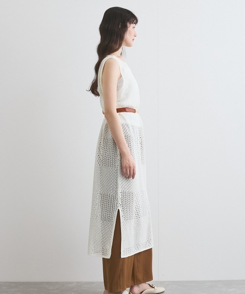 ketty（ケティ）の「ブロック透かしニットワンピース≪手洗い可能≫（ワンピース・レディース・オフホワイト/ブラック・M）」の9枚目の写真