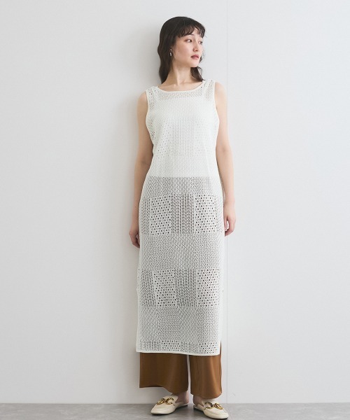 ketty（ケティ）の「ブロック透かしニットワンピース≪手洗い可能≫（ワンピース・レディース・オフホワイト/ブラック・M）」の11枚目の写真