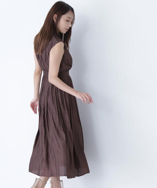 【極美品】1er Arrondissement 割繊サテンギャザーワンピース セール】◇割繊サテンギャザーワンピース（ワンピース）｜NATURAL