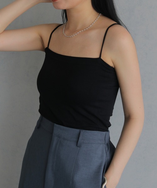 &g'aime（アンジェム）の「【＆g'aime】カップ付きキャミソール　Padded Camisole（キャミソール・レディース・ブラック/チャコールグレー・FREE）」の3枚目の写真