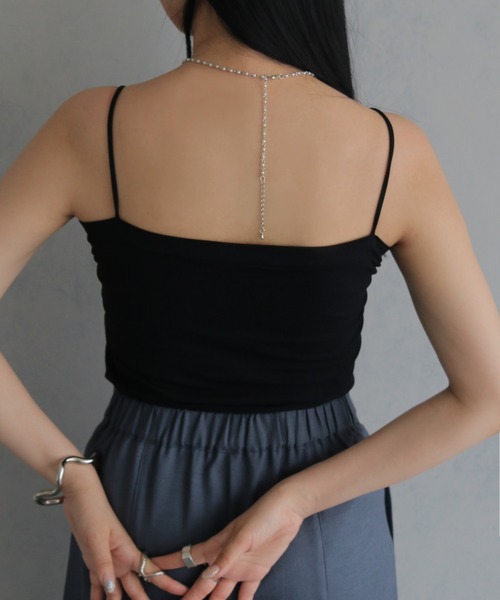&g'aime（アンジェム）の「【＆g'aime】カップ付きキャミソール　Padded Camisole（キャミソール・レディース・ブラック/チャコールグレー・FREE）」の4枚目の写真