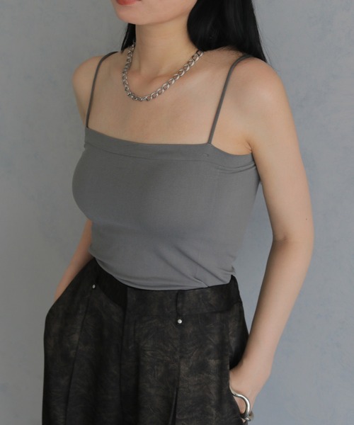 &g'aime（アンジェム）の「【＆g'aime】カップ付きキャミソール　Padded Camisole（キャミソール・レディース・ブラック/チャコールグレー・FREE）」の7枚目の写真