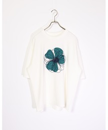 ATELANE/梨地 刺繍 クルーTEE