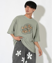 ATELANE/梨地 刺繍 クルーTEE