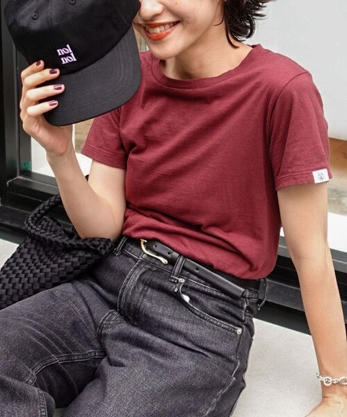 NOLLEY’S(ノーリーズ)の「【MAQWEL/マクウェル】MARUDOハーフスリーブTee(Tシャツ/カットソー・レディース・ブラック/グレー/ホワイト/ボルドー・FREE)」の4枚目の写真