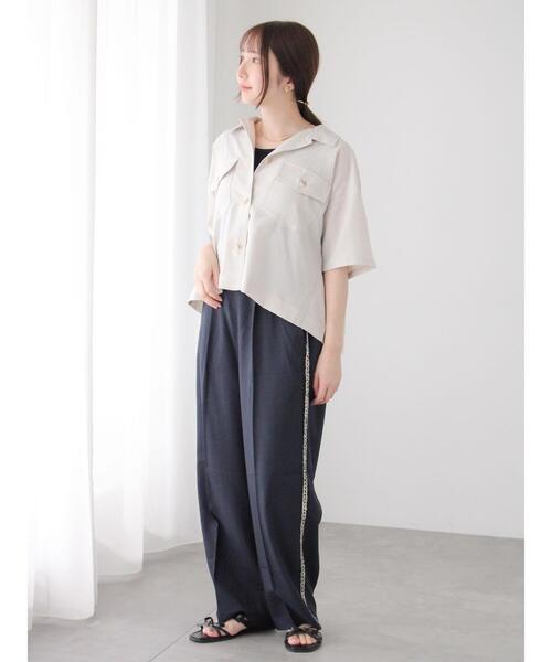 Te chichi TERRASSE(テチチテラス)の「◎麻調バックプリーツシャツ(シャツ/ブラウス・レディース・カーキ/ブラック/ベージュ・F)」の5枚目の写真