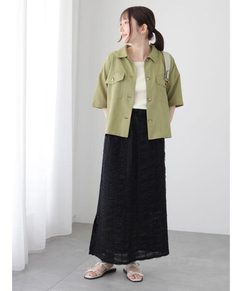 Te chichi TERRASSE(テチチテラス)の「◎麻調バックプリーツシャツ(シャツ/ブラウス・レディース・カーキ/ブラック/ベージュ・F)」の9枚目の写真