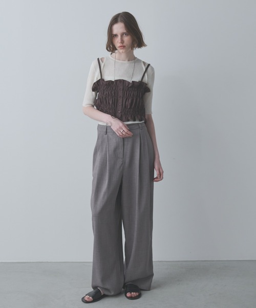 Aunt Marie's（アントマリーズ）の「シャーリングキャミビスチェ（キャミソール・レディース・ブラック/ブラウン/ホワイト/ブルー・FREE）」の17枚目の写真