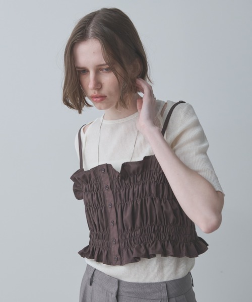 Aunt Marie's（アントマリーズ）の「シャーリングキャミビスチェ（キャミソール・レディース・ブラック/ブラウン/ホワイト/ブルー・FREE）」の15枚目の写真