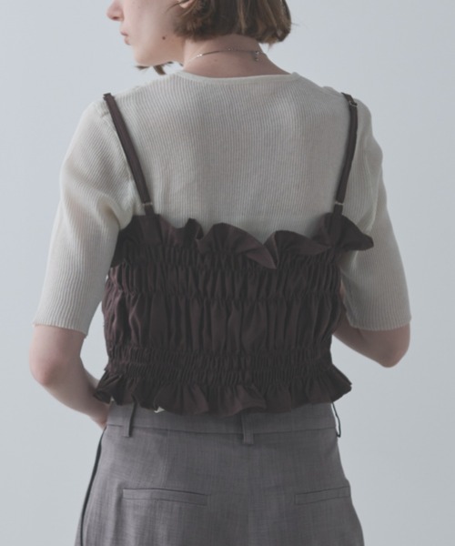 Aunt Marie's（アントマリーズ）の「シャーリングキャミビスチェ（キャミソール・レディース・ブラック/ブラウン/ホワイト/ブルー・FREE）」の11枚目の写真