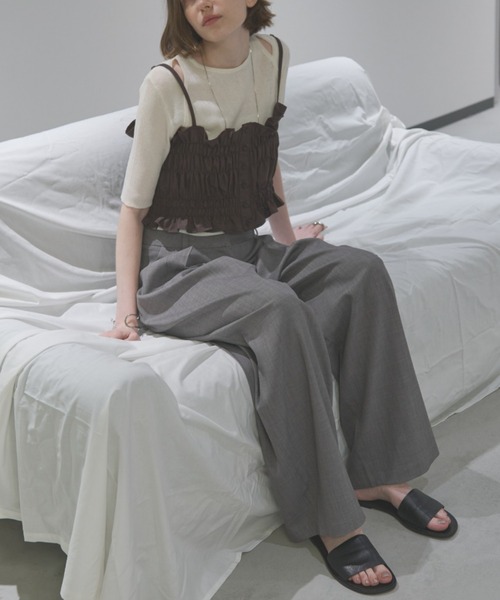 Aunt Marie's（アントマリーズ）の「シャーリングキャミビスチェ（キャミソール・レディース・ブラック/ブラウン/ホワイト/ブルー・FREE）」の14枚目の写真