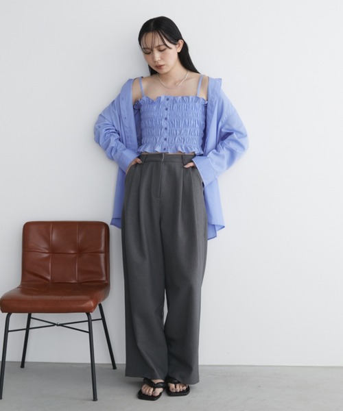 Aunt Marie's（アントマリーズ）の「シャーリングキャミビスチェ（キャミソール・レディース・ブラック/ブラウン/ホワイト/ブルー・FREE）」の21枚目の写真