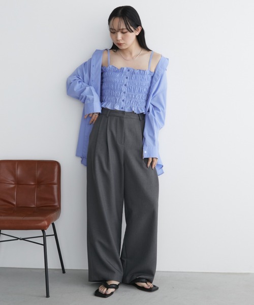 Aunt Marie's（アントマリーズ）の「シャーリングキャミビスチェ（キャミソール・レディース・ブラック/ブラウン/ホワイト/ブルー・FREE）」の22枚目の写真