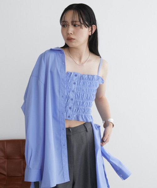 Aunt Marie's（アントマリーズ）の「シャーリングキャミビスチェ（キャミソール・レディース・ブラック/ブラウン/ホワイト/ブルー・FREE）」の18枚目の写真