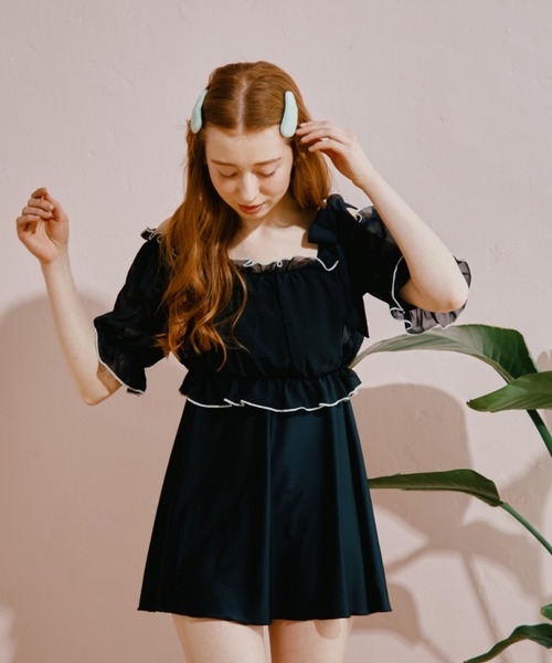 San-ai Resort 三愛水着楽園（サンアイリゾート　サンアイミズギラクエン）の「【WEB限定】Aラインワンピ9号・11号【Big Apple's（ビッグアップルズ）】（水着・レディース・ホワイト/ブラック・9号/11号）」の8枚目の写真