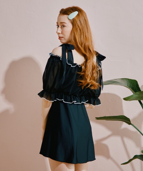 San-ai Resort 三愛水着楽園（サンアイリゾート　サンアイミズギラクエン）の「【WEB限定】Aラインワンピ9号・11号【Big Apple's（ビッグアップルズ）】（水着・レディース・ホワイト/ブラック・9号/11号）」の10枚目の写真