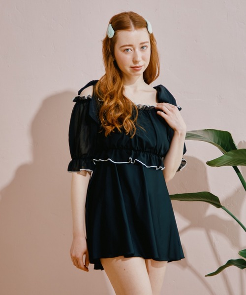 San-ai Resort 三愛水着楽園（サンアイリゾート　サンアイミズギラクエン）の「【WEB限定】Aラインワンピ9号・11号【Big Apple's（ビッグアップルズ）】（水着・レディース・ホワイト/ブラック・9号/11号）」の11枚目の写真