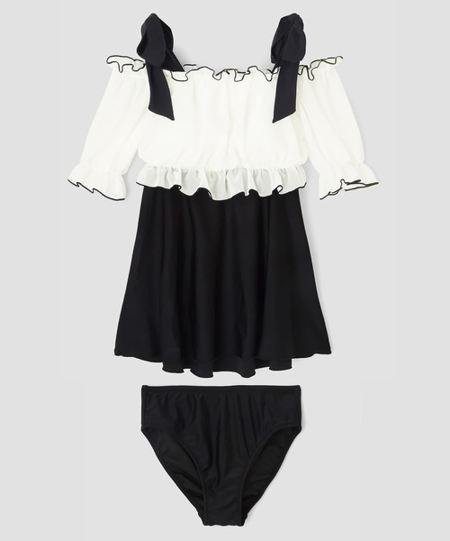 San-ai Resort 三愛水着楽園（サンアイリゾート　サンアイミズギラクエン）の「【WEB限定】Aラインワンピ9号・11号【Big Apple's（ビッグアップルズ）】（水着・レディース・ホワイト/ブラック・9号/11号）」の7枚目の写真