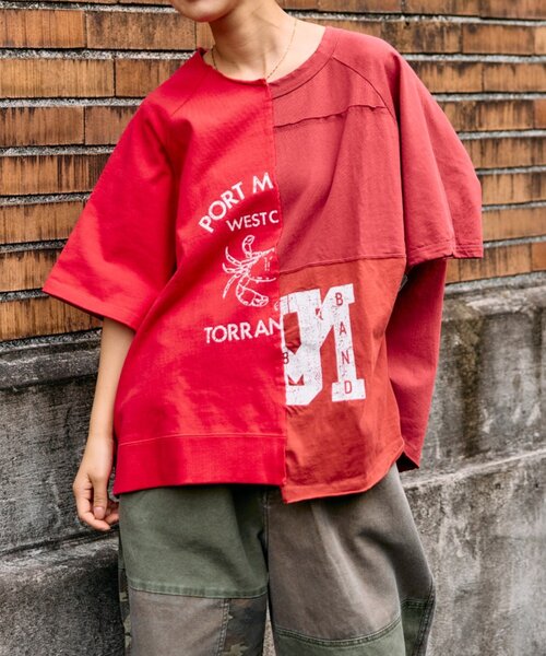etsinta(エシンタ)の「etsintaリメイクオーバーtee(Tシャツ/カットソー・レディース・レッド・ONE SIZE)」の2枚目の写真