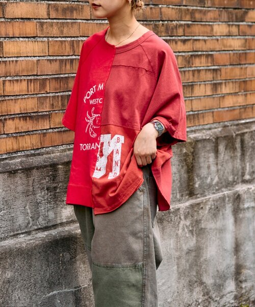 etsinta(エシンタ)の「etsintaリメイクオーバーtee(Tシャツ/カットソー・レディース・レッド・ONE SIZE)」の4枚目の写真