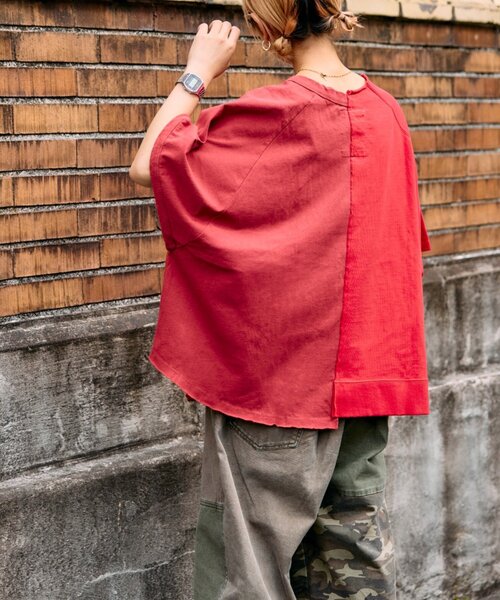 etsinta(エシンタ)の「etsintaリメイクオーバーtee(Tシャツ/カットソー・レディース・レッド・ONE SIZE)」の6枚目の写真