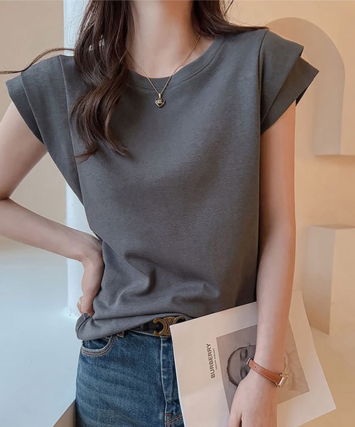 by LEGNA（バイレグナ）の「旬映えダブルショルダーT（Tシャツ/カットソー・レディース・ホワイト/ブラック/チャコールグレー/グレイッシュベージュ・LARGE/MEDIUM/X-LARGE）」の8枚目の写真