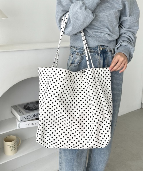 セール】【A4サイズ対応】ドット柄BIGトートバッグ（トートバッグ