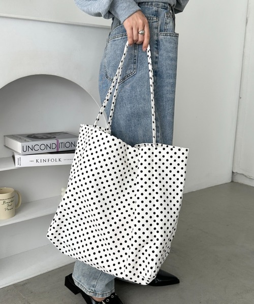 セール】【A4サイズ対応】ドット柄BIGトートバッグ（トートバッグ