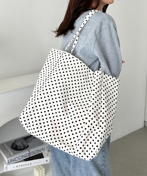セール】【A4サイズ対応】ドット柄BIGトートバッグ（トートバッグ
