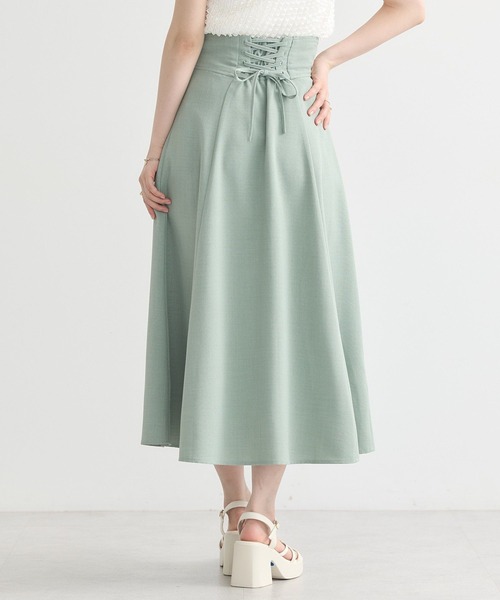 earth music&ecology（アースミュージックアンドエコロジー）の「バックレースアップスカート（スカート・レディース・ダークブラウン/ライトグリーン/ブラック/ライトベージュ・M/S）」の4枚目の写真