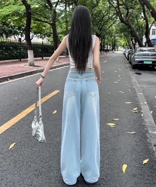 SHEENA(シーナ)の「【新色追加】レースダメージデニムワイドパンツ(デニムパンツ・レディース・サックスブルー/ブラック・L/M/S)」の16枚目の写真
