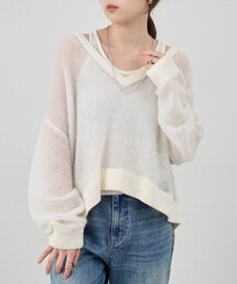 SHENERY | 《柔らか素材》レイヤードシアーニット(ニット/セーター)