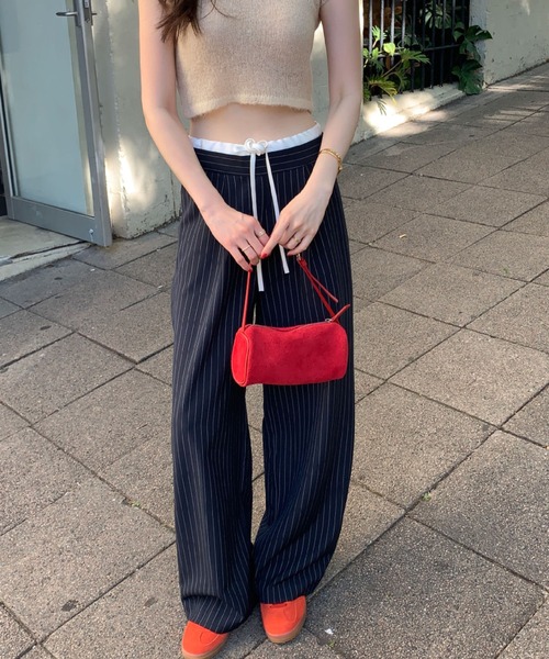 2ly2（トゥーリートゥー）の「ストライプワイドパンツ（その他パンツ・レディース・グレー/ネイビー・FREE）」の3枚目の写真