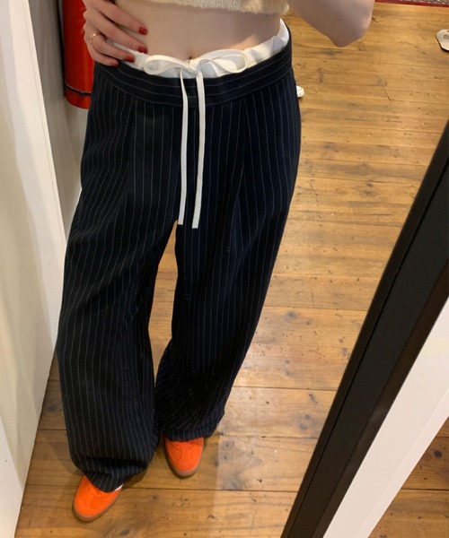 2ly2（トゥーリートゥー）の「ストライプワイドパンツ（その他パンツ・レディース・グレー/ネイビー・FREE）」の7枚目の写真