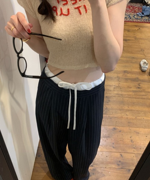 2ly2（トゥーリートゥー）の「ストライプワイドパンツ（その他パンツ・レディース・グレー/ネイビー・FREE）」の8枚目の写真