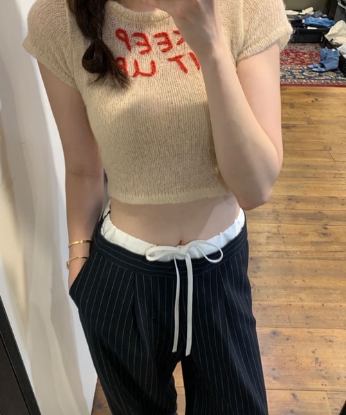 2ly2（トゥーリートゥー）の「ストライプワイドパンツ（その他パンツ・レディース・グレー/ネイビー・FREE）」の9枚目の写真