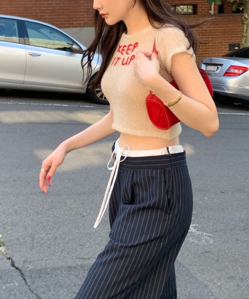 2ly2（トゥーリートゥー）の「ストライプワイドパンツ（その他パンツ・レディース・グレー/ネイビー・FREE）」の13枚目の写真