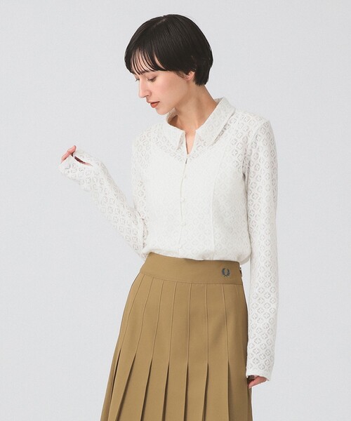 Ray BEAMS（レイビームス）の「起毛 レース シャツ（シャツ/ブラウス・レディース・ホワイト/ブラック・ONE SIZE）」の2枚目の写真