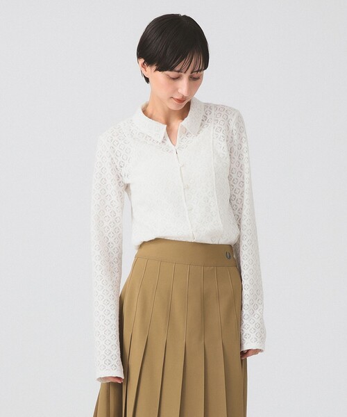 Ray BEAMS（レイビームス）の「起毛 レース シャツ（シャツ/ブラウス・レディース・ホワイト/ブラック・ONE SIZE）」の5枚目の写真
