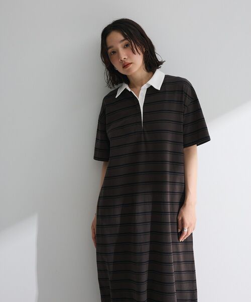 Sugar spoon（シュガースプーン）の「・SUGAR SPOON ボーダーポロワンピース（ワンピース・レディース・カーキ/ライトグレー/チャコールグレー・FREE）」の11枚目の写真