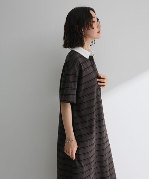 Sugar spoon（シュガースプーン）の「・SUGAR SPOON ボーダーポロワンピース（ワンピース・レディース・カーキ/ライトグレー/チャコールグレー・FREE）」の12枚目の写真